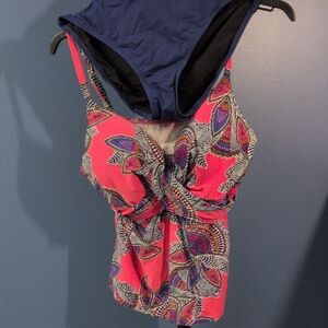 Captiva Red and Blue Patterned Two Piece Bathing Suit